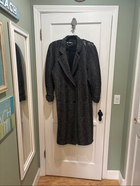Vintage Billycoat black herringbone tweed double breasted coat